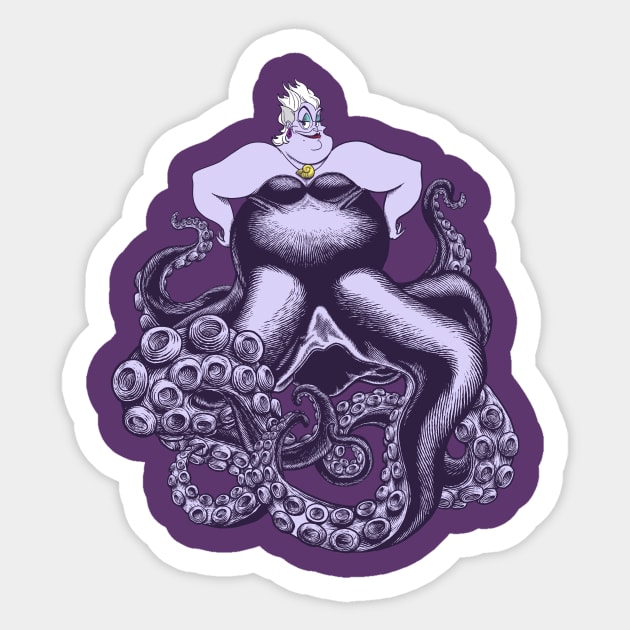 Poor Unfortunate Sea Witch Sticker by ArtistJerryBennett